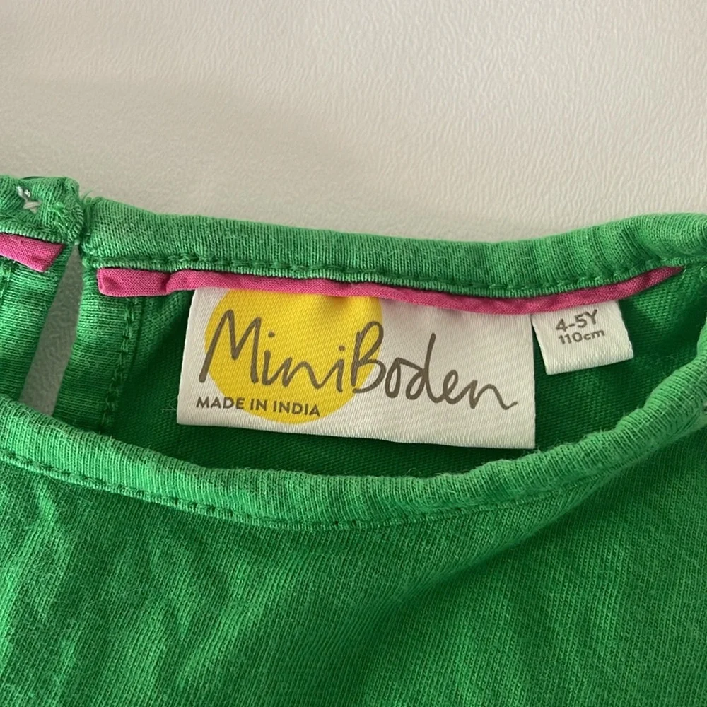 Mini Boden Woven Mixed Texture Dress in Bright Green 100% Cotton Size 4-5Y